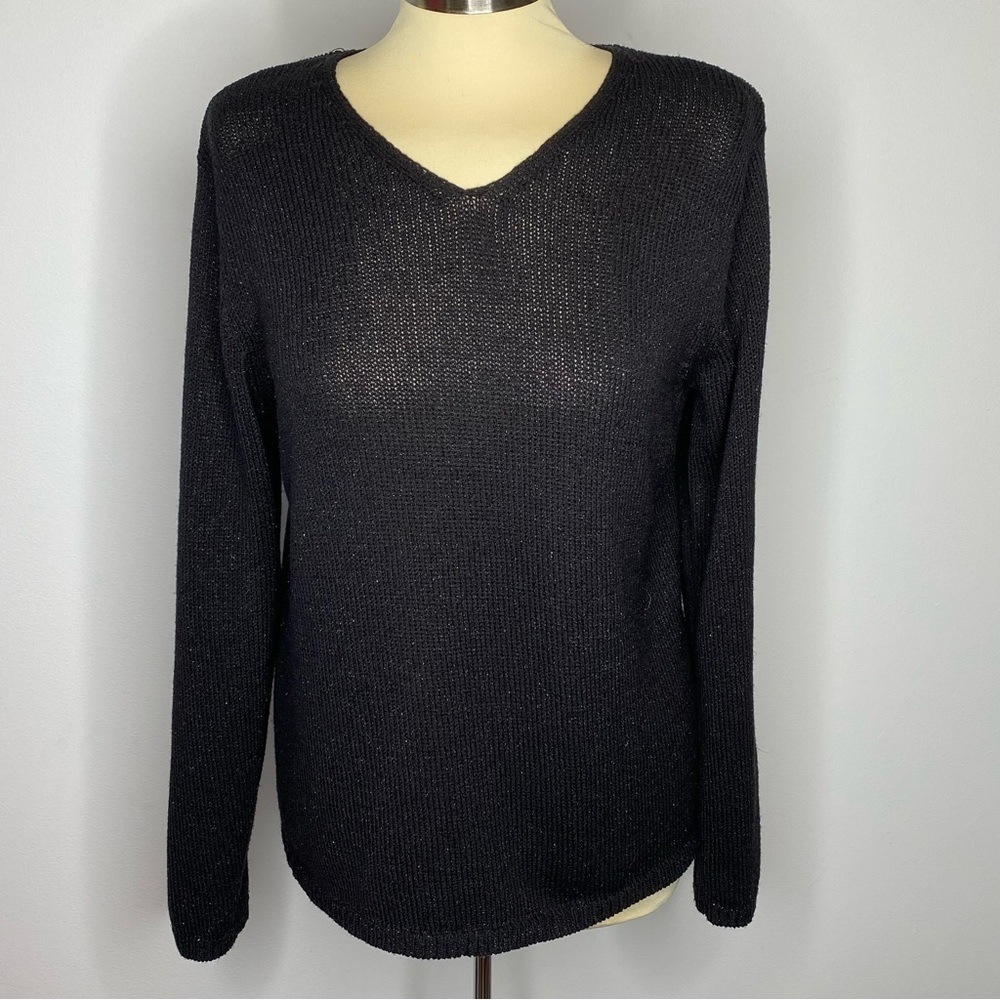 Chaus & Co Black Shimmer Metallic Vintage Sweater